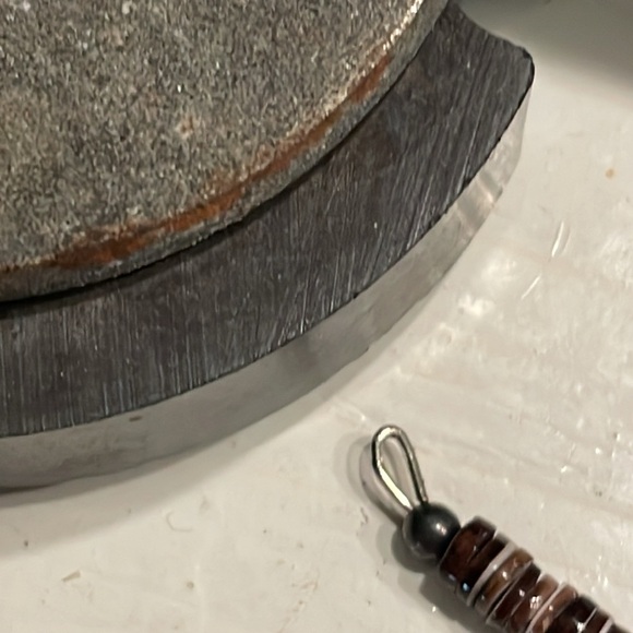 1.5” 16 wooden seed bead & round turquoise color bead charm pendant w/jump hoop - Picture 11 of 14